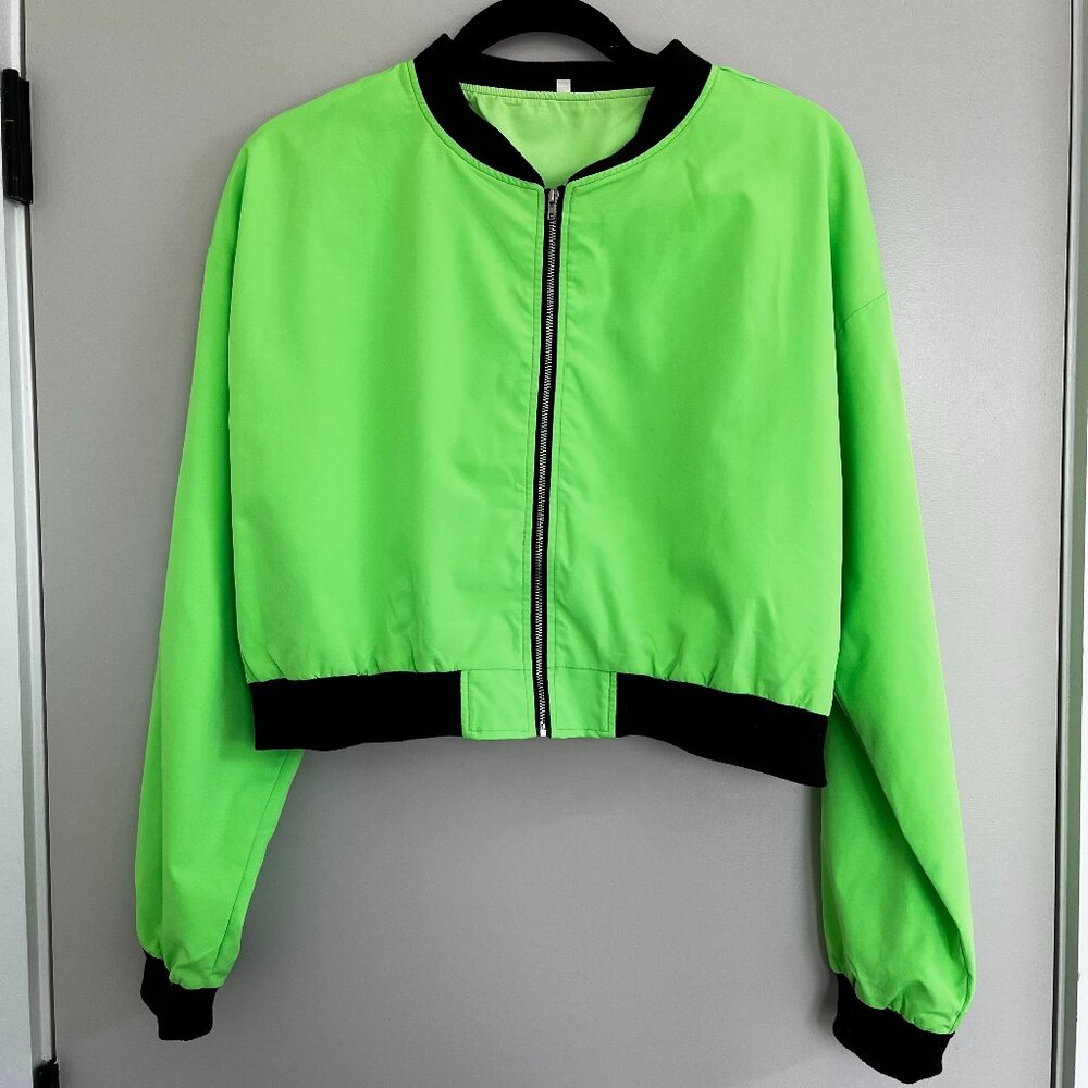 Neon Green Cropped Windbreaker
